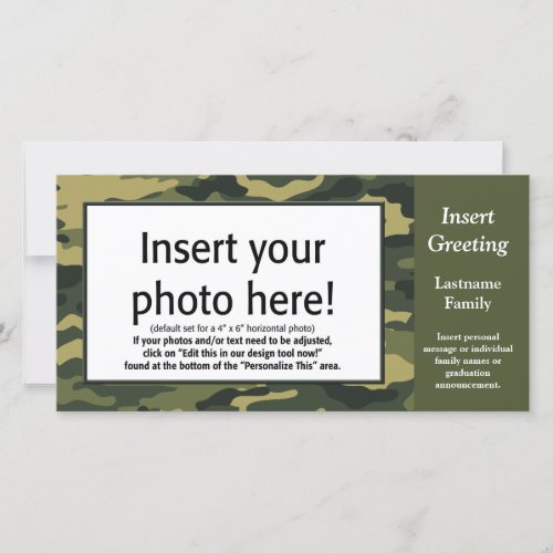 Green Camo Photo Greeting Holiday Card