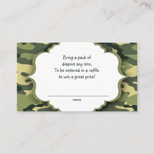 Green Camo raffle tickets or insert cards