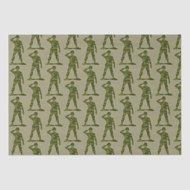 Green Camo Saluting Soldiers Pattern   Tissue Paper (Front)