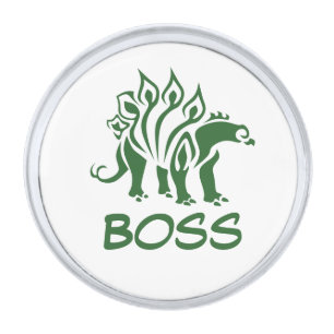 Green Camo Stegosaurus Spiked  Dinosaur  Silver Finish Lapel Pin