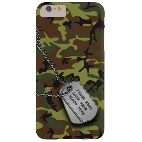 Green Camo w Dog Tag Barely There iPhone 6 Plus Case