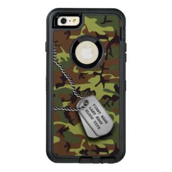 Green Camo W/ Dog Tag Otterbox Defender Iphone Case by JerryLambert at Zazzle