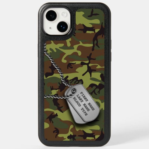 Green Camo w Dog Tag OtterBox iPhone 14 Plus Case