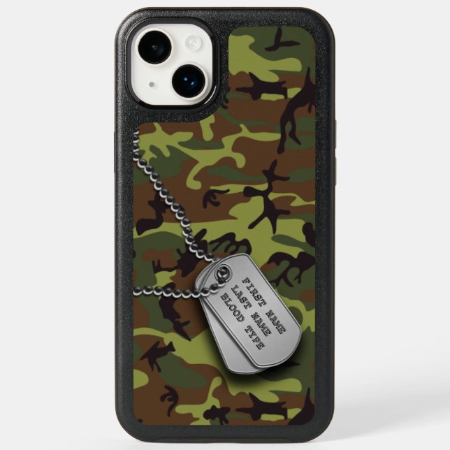 Green Camo w/ Dog Tag Otterbox iPhone Case (Back)