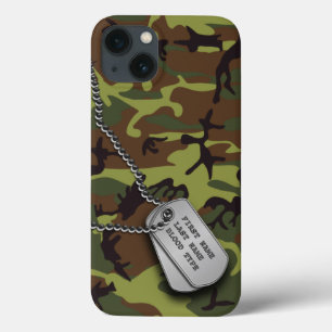 Green Camo w/ Dog Tags iPhone 13 Case