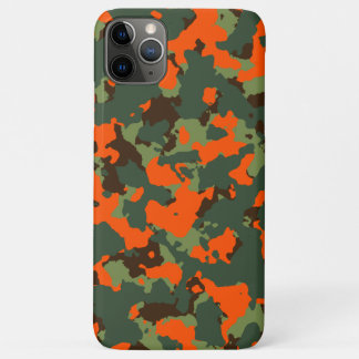 Green Camo with Safety Blaze Orange iPhone 11 Pro Max Case