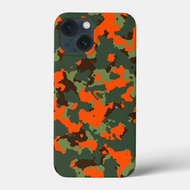Green Camo with Safety Blaze Orange Case-Mate iPhone Case (Back)