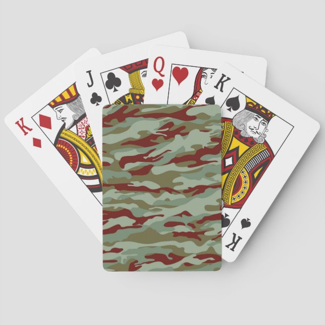 Green Camouflage Army Boot Camp Soldier Poker Cards (Back)