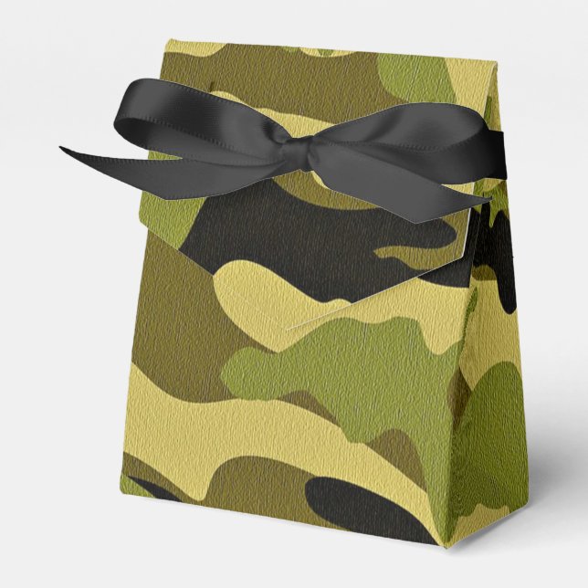 Green camouflage army texture favor boxes (Front Side)