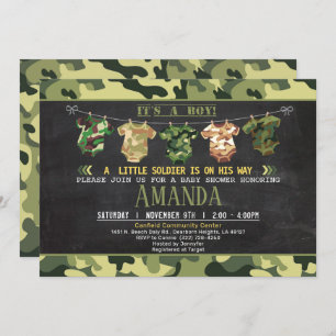 Green Camouflage baby shower invite