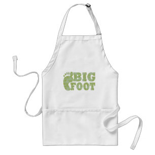 Green camouflage Bigfoot text Adult Apron