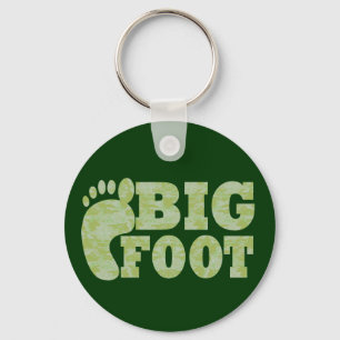 Green camouflage Bigfoot text Keychain