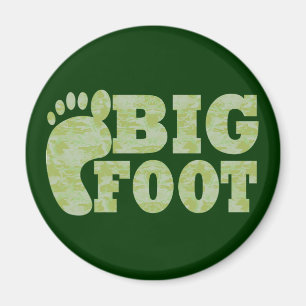 Green camouflage Bigfoot text Magnet