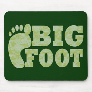 Green camouflage Bigfoot text Mouse Pad