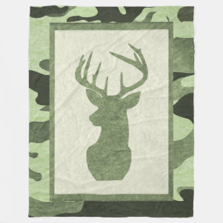 Green Camouflage Blanket with Deer