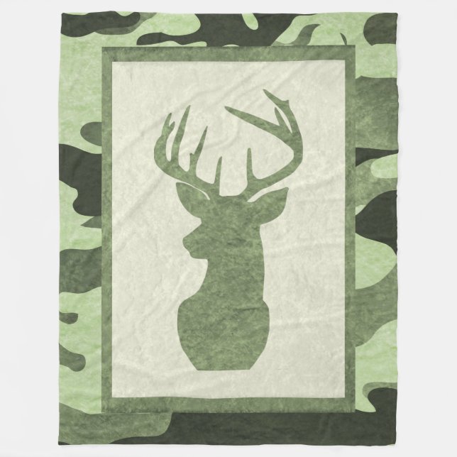 Green Camouflage Blanket with Deer (Front)