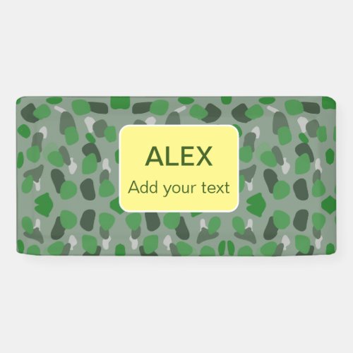 Green camouflage camo add name text school college banner