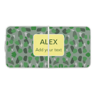 Green camouflage camo add name text school college beer pong table