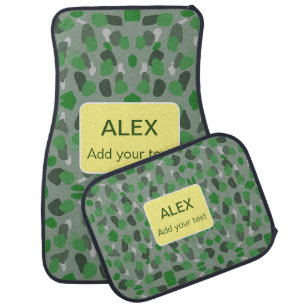 Green camouflage camo add name text school college car floor mat