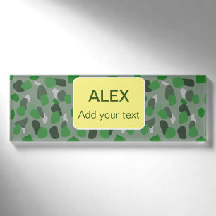 Green camouflage camo add name text school college tag