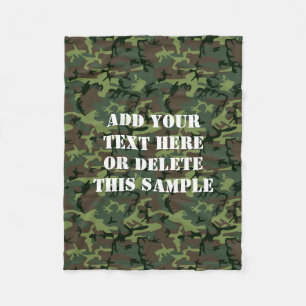 Green Camouflage Camo Pattern Personalized Fleece Blanket