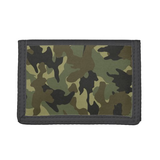 Green Camouflage Camo Trifold Nylon Mens Wallet | Zazzle