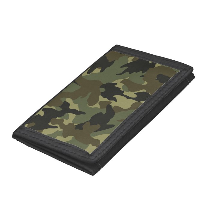 Green Camouflage Camo Trifold Nylon Mens Wallet Wallet