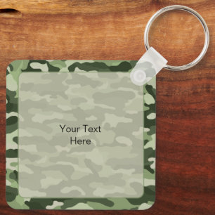 Green Camouflage Custom Aluminum Keychain