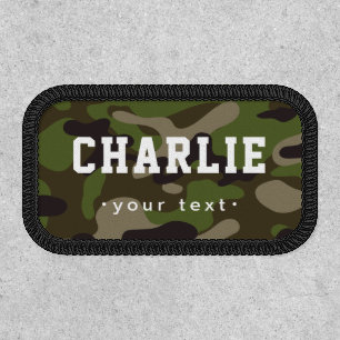 Green Camouflage custom military name patches