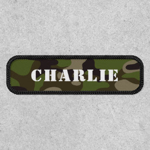Green Camouflage custom military name patches