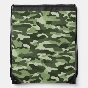 Green Camouflage Drawstring Bag