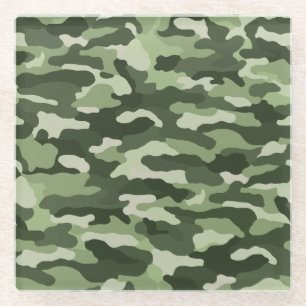 Green Camouflage Glass Coaster