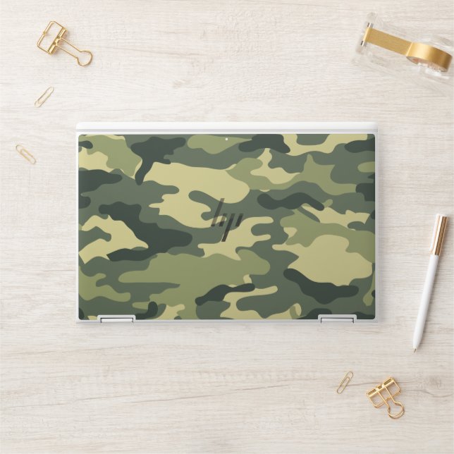 Green camouflage HP laptop skin (Desk)