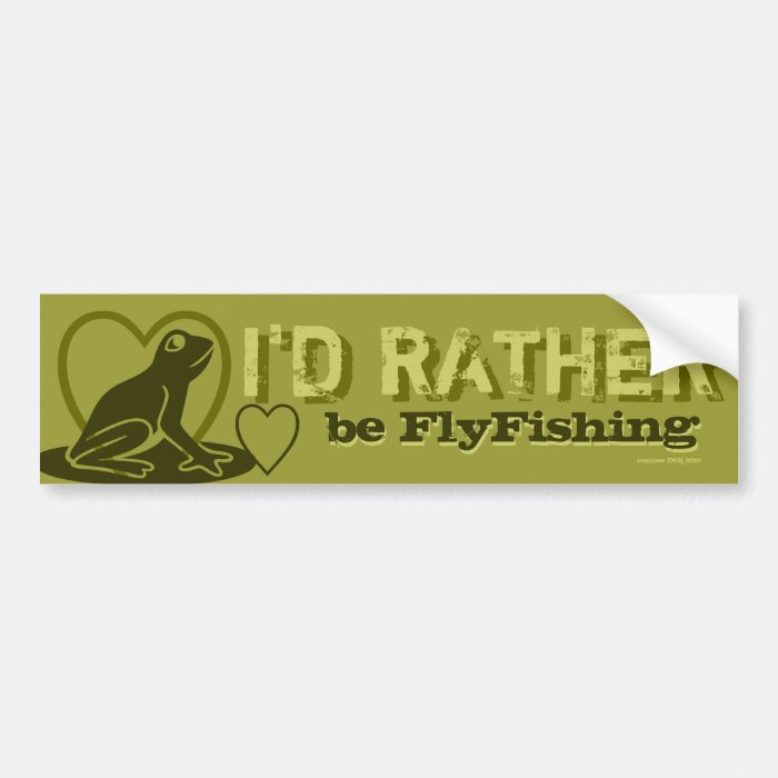 Green Camouflage "I'd Rather Be Fly Fishing" Bumper Sticker