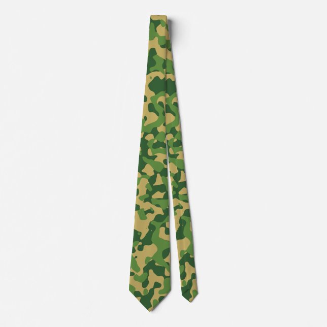 Green Camouflage in Khaki Neck Tie (Front)