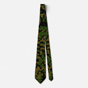 Green Camouflage in Olive and Black Neck Tie