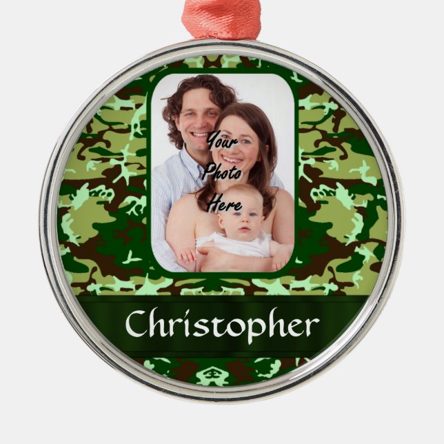 Green camouflage metal ornament (Front)