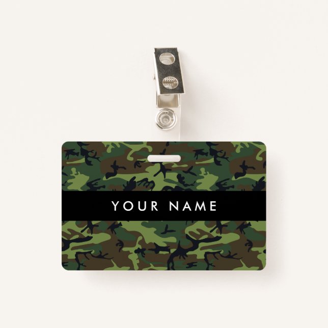 Green Camouflage, Military, Army Badge (Front with Clip)
