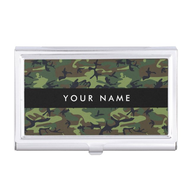 Green Camouflage, Military, Army Business Card Case (Front)