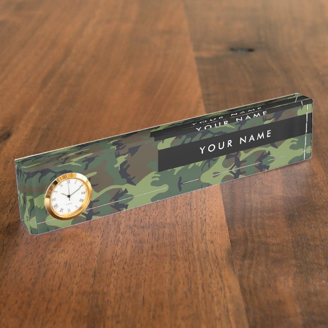 Green Camouflage, Military, Army Desk Name Plate (Side)