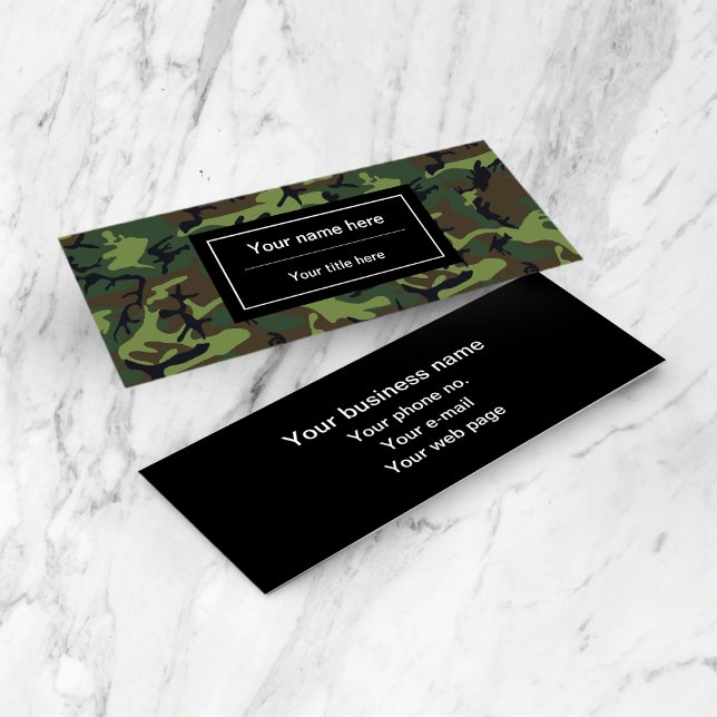 Green Camouflage, Military, Army Mini Business Card (Creator Uploaded)