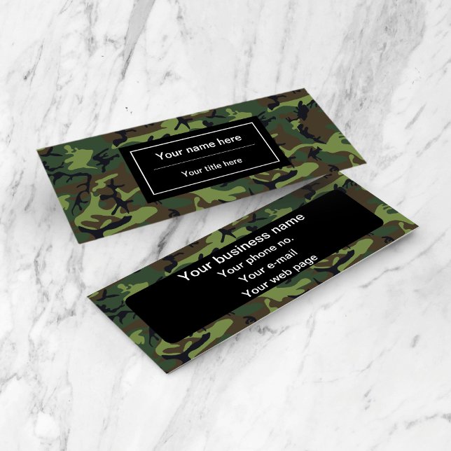 Green Camouflage, Military, Army Mini Business Card (Creator Uploaded)