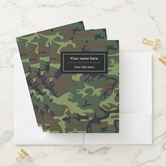 Green Camouflage, Military, Army Pocket Folder (In Situ)
