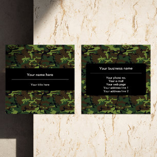 Green Camouflage, Military, Army Square Business Card