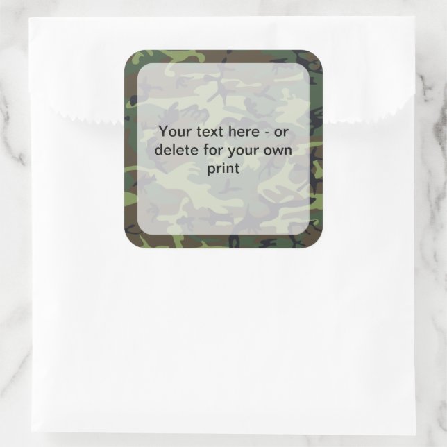 Green Camouflage, Military, Army Square Sticker (Bag)