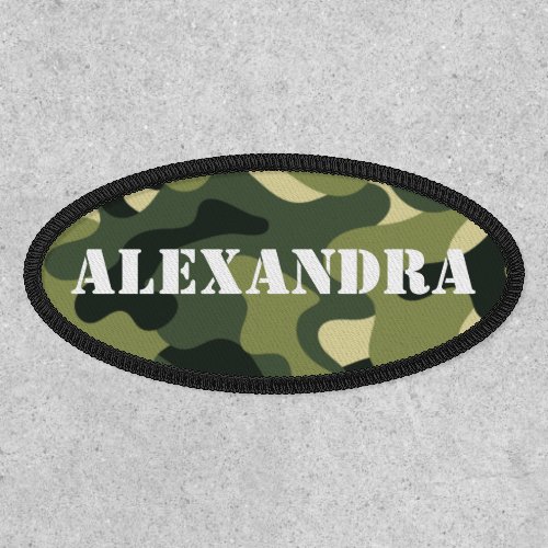 Green Camouflage Military Camo Personalized Name Patch