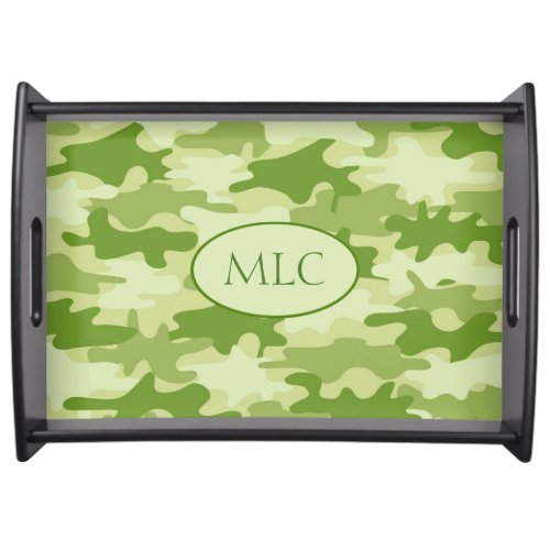 Green Camouflage Monogram Initial Personalized Serving Tray