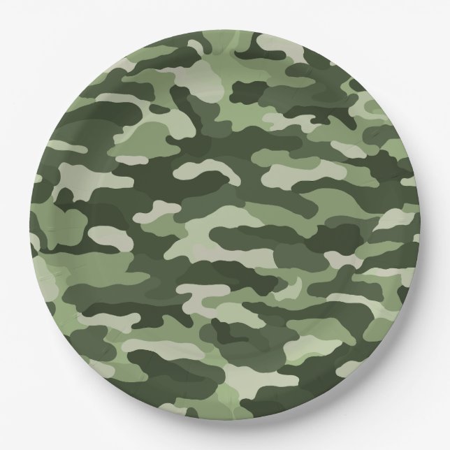 Green Camouflage Paper Plates (Front)