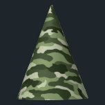 Green Camouflage Party Hat<br><div class="desc">A classic green camouflage party hat for kids and adults with a rugged army vibe for all occasions including birthdays,  anniversaries,  father's day,  and holidays.</div>