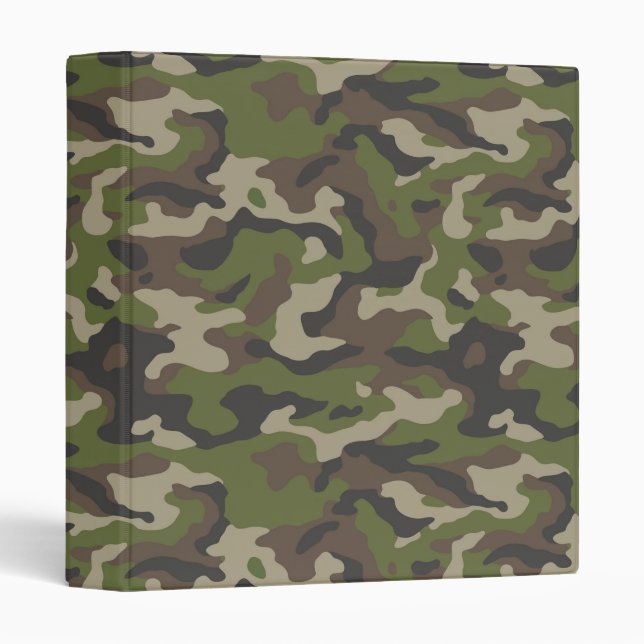 Green Camouflage Pattern 3 Ring Binder (Front/Spine)